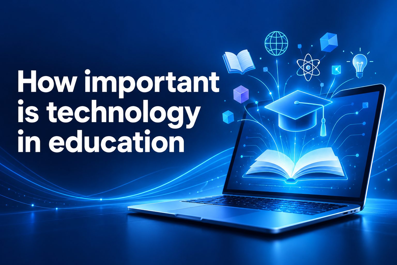 Student using a tablet in a modern classroom with digital learning tools